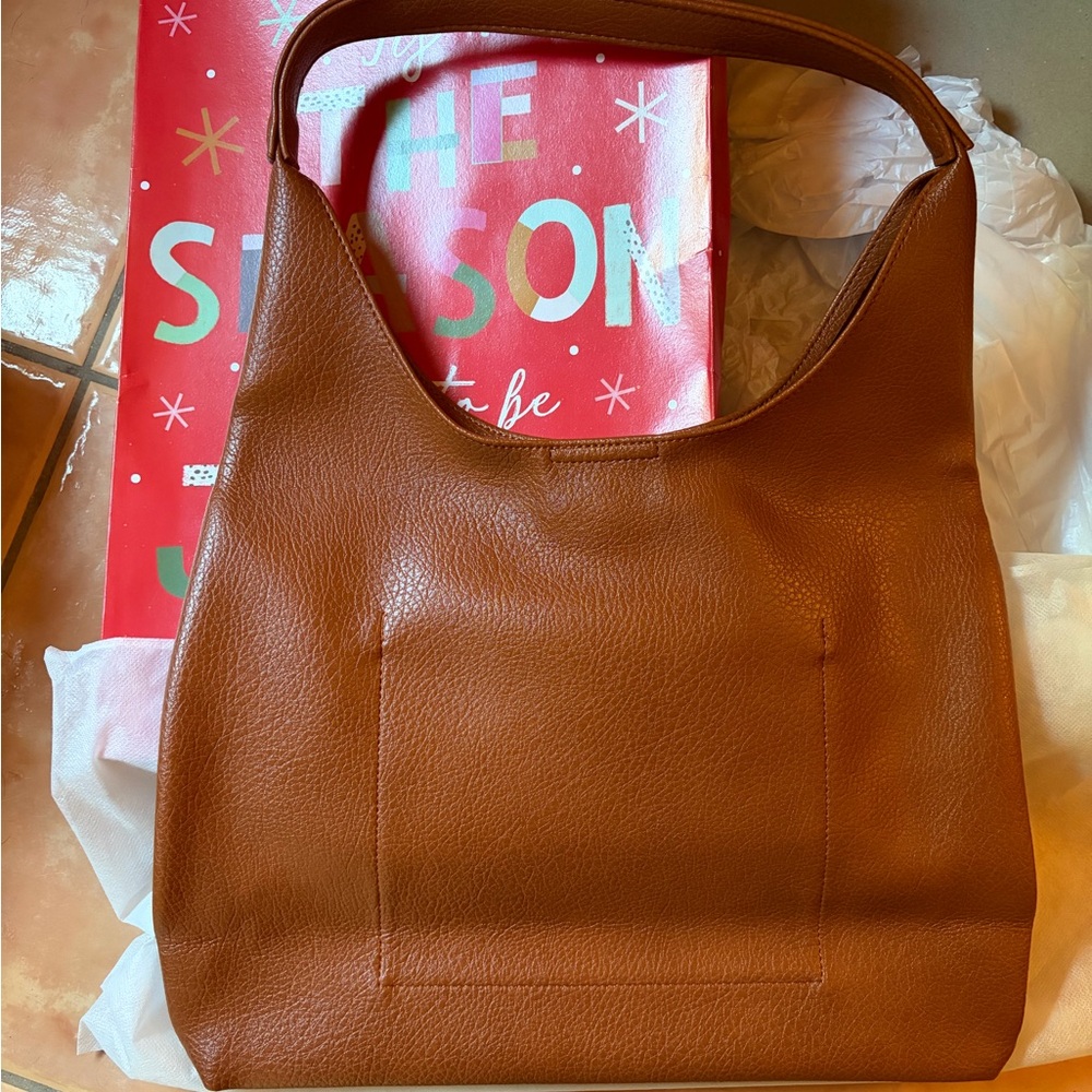 Hoxis Soft Vegan Leather Hobo Bag Camel Brown